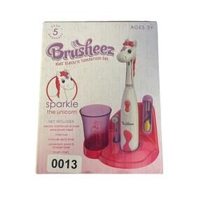 Kid's Electric Toothbrush Set Soft Bristle Battery Operated Pink Sparkle Unicorn
